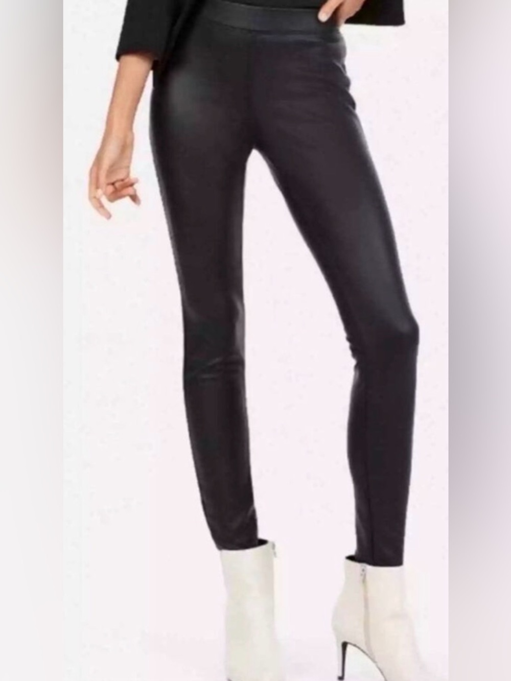 Express Faux Suede Stretch Elastic Waist Skinny Leggings Black SZ LG